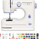 Sewing Machine for Beginners with 42 Pcs Sewing Threads Kit,Portable Sewing Machine with 12 Built-in Stitches,2 Speed(High-Low Speeds) Sewing machine for adults, White Blue (one size)