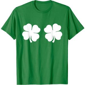 Shamrock Boobs 4 Leaf Clover Saint St. Patrick's Paddys Day T-Shirt, Small, Kelly Green