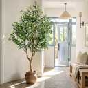 6FT Artificial Olive Tree Indoor Tall Faux Olive Tree with White Planter