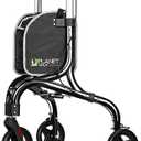 PLANETWALK Premium 3 Wheel Rollator Walker for Seniors – Ultra Lightweight Foldable Aluminum Mobility Aid with Height Adjustable Handle and 7.5 Inch Wheels, Black