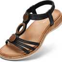 Littleplum Women Flats Sandals Arch Support Open-Toe Casual Summer Low Wedge Shoes for Daily Beach Walking Dressy Comfy Summer Sandals