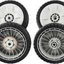 CheeMuii 4 Pack Lawn Mower Wheels Kit 2 Rear Wheels Replace for 42710-VE2-M02ZE and 2 Front Wheels Replace for 44710-VL0-L02ZB Compatible with Honda Lawn Mower HRR216 HRS216 HRT216 etc, 8 inch-Rear & Front-4PCS