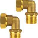 Water Line Adapter 1/2 IPS Female to 1/2 IPS Male 90 Degree Elbow Brass for clawfoot tub shower faucet mount connector (2-Pack