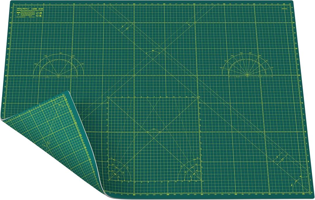 Cutting Mat A0 around 36" x 48", Self Healing cutting mat Double Sided 5-Ply Cutting Mats for Crafts, Fabric, Sewing, Quilting, Workbench, Scrapbooking, Projects, Green/Green -Shiny Merry