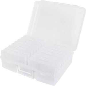 novelinks Transparent 4" x 6" Photo Cases and Clear Craft Keeper with Handle - 16 Inner Cases Plastic Storage Container Box (Clear)