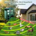 2026 Solar Ultrasonic Bird Repellent Outdoor Woodpecker Deterrent for House Pigeon Repellent with Motion Sensor Strobe Light IP65 Waterproof Crow Goose Bird Deterrents for Outside Garden Farm Boat