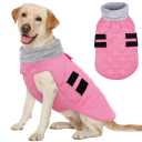 Warm Dog Coats, Doggie Winter Jacket Cold Weather Coats with Leash Hole, L (Chest Girth: 20.5-24.4"), Pink