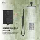 KENES Matte Black Rainfall Bathroom Shower System Rain Shower Head and Handle Set, Shower Faucet Set with 10-Inch Rain Showerhead and Handheld Spray, (Shower Valve Included), LJ-6026A-2
