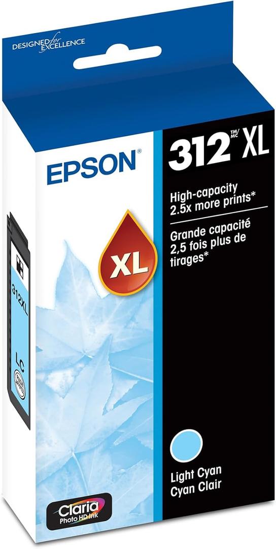 EPSON 312 Claria Photo HD Ink High Capacity Light Cyan Cartridge (T312XL520-S) Works with Expression Photo XP-8500, XP-8600, XP-8700, XP-15000