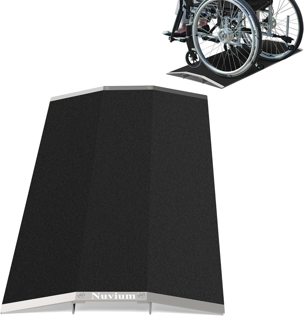 27.6" L x 1.6" H Wheelchair Ramp,Threshold Bridge Ramp Aluminum,with Supporting Frame and Non-Slip Surface,Transition Threshold Ramps for Patio Door, Shed Door & Sliding Door (27.6")