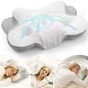 Cervical Pillow for Neck and Shoulder, Ergonomic Memory Foam Pillows for Sleeping, Dual Ear Relief Zone Contour Pillow, Support Pillow for Side Back Stomach Sleepers (White)