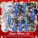 16 Pcs Large Droplet Christmas Ornaments 6 Inch Christmas Droplet Tree Ornaments Xmas Tree Hanging Decorations Shatterproof Glitter Mercury Baubles for Xmas Holiday Decoration (Navy Blue)