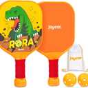 Joycat Kids Pickleball Paddles Set of 2, Lightweight Plastic Cute Pickleball Paddles with Small Grip, 2 Pickleballs, 1 Drawstring Bag,Easter Basket Stuffers,Indoor Outdoor Sport Gift for Kids,Beginner