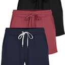 Real Essentials 3 Pack: Womens Ultra-Soft Athletic Lounge Casual Sweat Shorts with Pockets (S)