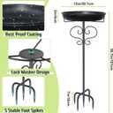 40In Bird Baths for Outdoors, Metal Birdbath Birdfeeder with Heavy Duty 5 Prong Stake, Vintage Detachable Bird Bath Water Feeder Bowl for Garden Yard Lawn Decor Black
