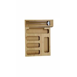 Bamboo Foil and Plastic Wrap Organizer for Kitchen Drawer,