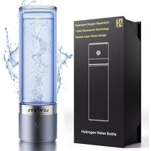 Hydrogen Water Bottle - Up to 4000PPB SPE/PEM Tech Hydrogen Water Generator - 7.8Hz Microclusters Tech for Faster Absorption, Leak-Proof, Dual-Layer Glass, Fast Charge, Ideal Gift for Wellness