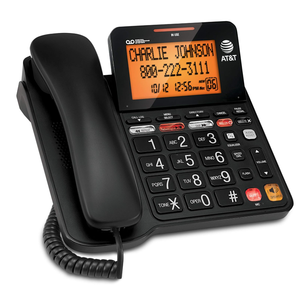 AT&T CD4930 Corded Phone with Digital Answering System and Caller ID, ExtraLarge Tilt Display & Buttons, Black
