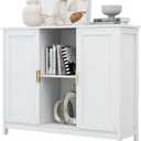 TaoHFE White Buffet Cabinet with Storage,Wooden Narrow Sideboard Entryway Cabinets,Modern White Cabinet with Doors Credenza, Small