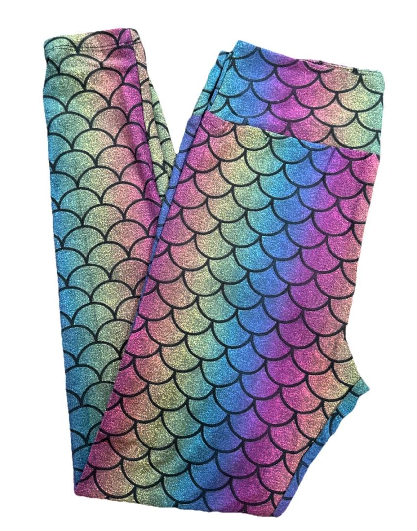 Lularoe Leggings Rainbow Mermaid Scales Size TC, Pack Of 4