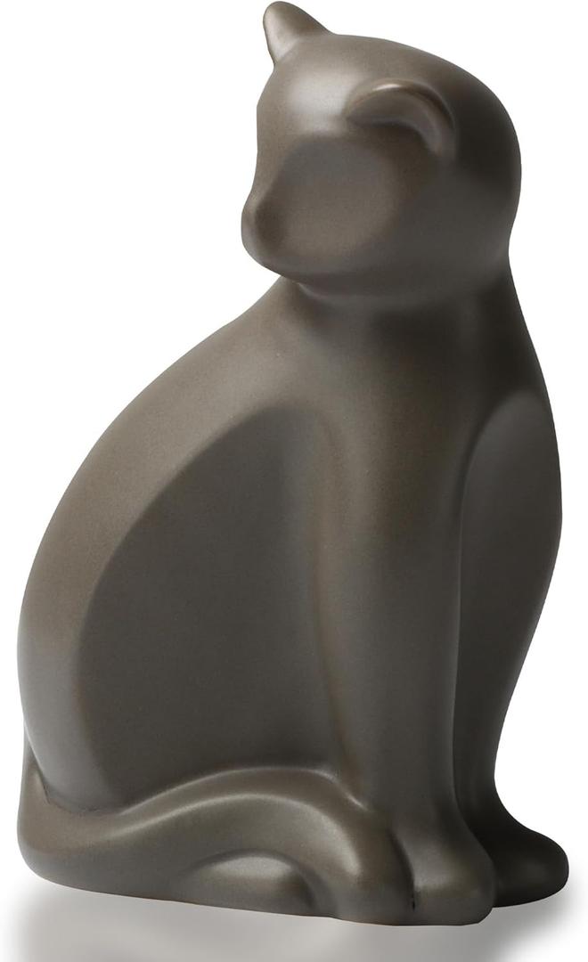 Pet Urns for Cats, Elegant Ceramics Keepsake for Pet Ashes, Small Brown Memorial Box with Seal Kit(10lbs)