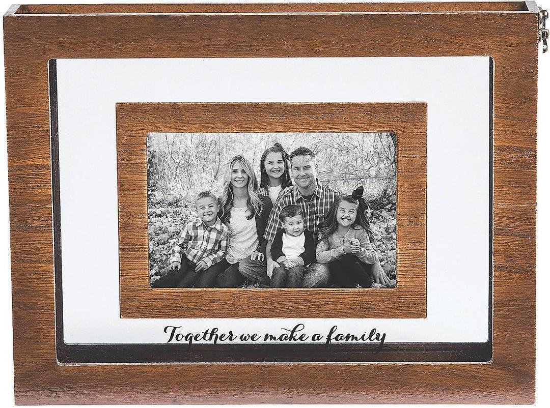 Fun Express Blended Family Sand Ceremony Picture Frame Kit for Wedding - Wood and Glass - Holds 6 x 4 Photo - Unity Wedding Supplies