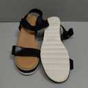 Athlefit Espadrille Wedge Sandals for Women, Open Toe Ankle Strap Low Wedge Heel Platform Sandals for Summer, Black Size 7.5