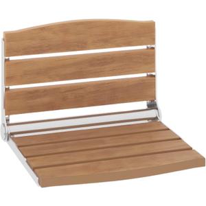 DWVO Wall-Mounted Folding Shower Seat, Strong Load-Bearing Stainless Steel Frame Shower Bench for Seniors, Disabled and Home Care, Teak