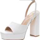Elisabet Tang Chunky Heeled Platform Sandals for Women,4.7 Inch Block Heels with Open Toe Ankle Strap, Dress Shoes for Wedding Party Homecoming Travel