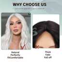 WERD Long White Wig for Women Long Curly Wavy Wig Middle Part White Wigs Heat Resistant Synthetic Cosplay Hair For Theme Party Daily Use