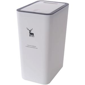 Sooyee 14 litres Bathroom Trash Can with Lid,3.7 Gallon Kitchen Trash Can,Garbage can for Powder Room,Bedroom,Kitchen,Bathroom,Craft Room,Office,White