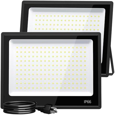 XXBSAZ 2 Pack 150W LED Flood Lights Outdoor, 18,000LM Plug-in Hardwire Work Light IP66 Waterproof - 6500K Daylight Bright for Yard, Garage, Stadium: Amazon.com: Tools & Home Improvement