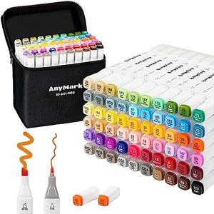 Amazon.com: AnyMark Alcohol Markers, 60 Colors Dual Tip Art Coloring Markers Set for Kids Adult Book Drawing Sketching Painting, Chisel & Fine, White Penholder : Arts, Crafts & Sewing