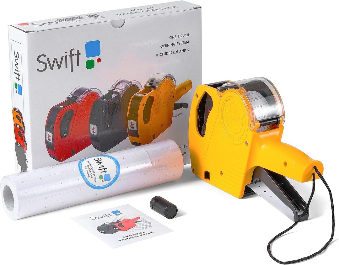 SWIFT Price Gun Kit with 5000 Labels and Spare Ink M8-22 Yellow