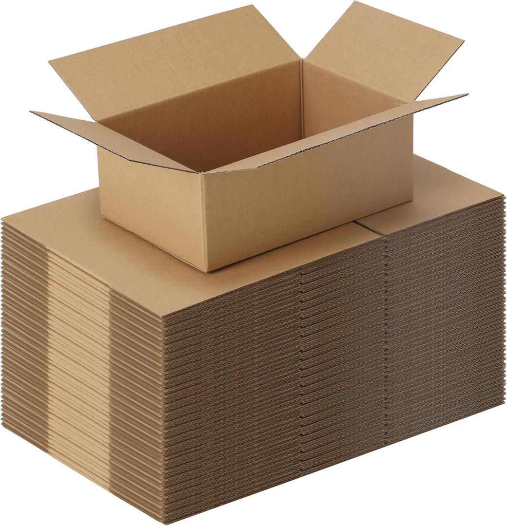 CRUGLA 40 Packs 8x5x3 Shipping Boxes for Small Business, Corrugated Cardboard Boxes Bulk for Shipping Packing Mailing (Brown)