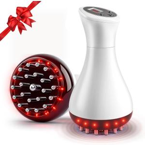 Multford Lymphatic Drainage Massager & Anti Cellulite Massage Tool,White | 4-in-1 Body Sculpting Tool with Heat,Light,Vibration & Microcurrent,3000mAh Rechargeable Fascia Blaster for Legs,Belly & Arms
