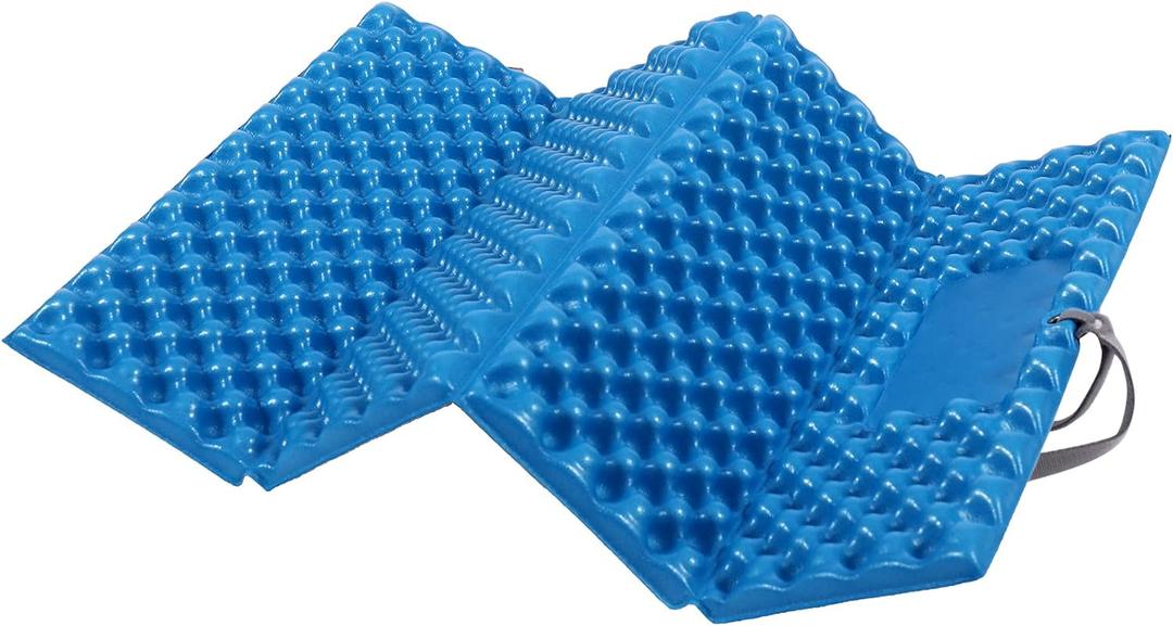 REDCAMP Ultralight Foam Backpacking Sit Pad, Foldable Waterproof Z Hiking Sitting Pad Insulated Stadium Seat Cushion with Strap for Outdoor Camping Picnic, Blue