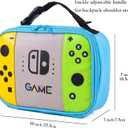 ONTESY Boys Lunch Bag Gamer Switch Insulated Bag Thick Foam Shatterproof Luch Box Easy Clean Leather Mini Cooler for Boys Girls Kids Toddlers Teens Men Women for School Pinic (Teal)