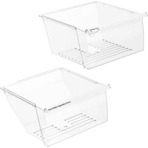 [2 Pack] 2188656 (Upper) & 2188664 (Lower) Upgraded Crisper Bin Refrigerator Drawers,Compatible With Whirlpool Refrigerator,Kenmore Refrigerator Drawer,WP2188656 Fridge Drawer Humidity Control