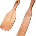 2 Pcs Wooden Spurtle, Skinny Spurtle for Sourdough Starter, Mixing, Stirring, 10 Inch 8 Inch Spatula Dough Kitchen Tools Wood Spurtles for Cooking(COLOR:Wood)