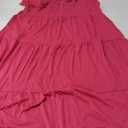Caracilia Womens Summer Ruffle Sleeve V Neck Midi Dress Flowy Boho Casual A-Line Tiered Knee Length Beach Vacation Sundress Rose, XX-Large