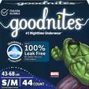 Goodnites Boys' Nighttime Bedwetting Underwear, Size S/M (43-68 lbs), 44 Ct (2 Packs of 22), Packaging May Vary (Small/Medium)