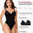 Nebility Shapewear Bodysuits for Women Tummy Control Slimming V Neck Shapewear Bodysuit Thong Body shaper with Underwire (Black) Small