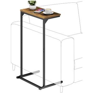 TUTOTAK C Shaped End Table, Tv Tray, Small Side Table, 28.7 inch Tall Couch Table, Tray Table, Sofa Table, Living Room, Bed Room, Brown TB01BB071