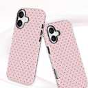 Jusy Compatible with MagSafe Polka Dot Case for iPhone 16, Cute Aesthetic Polka Dots Magnetic Phone Case, Soft TPU and Hard PC Protective Phone Cover for Women Girls（Matte） - Pink