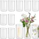 12pcs Glass Vase Cylinder Vases for Centerpieces Small Flower Glass Clear Vases Home Decor Centerpiece Table Flower Vase Decorations for HomeWedding Decoration 6 Inch Tall