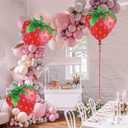 12 Pcs Strawberry Balloons, Sweet Fruit Balloons for Birthday Party Decorations, Strawberry Foil Balloon for Strawberry Themed Party Baby Shower Gender Reveal (12 Pcs)