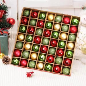 49 PCS Mini Christmas Ball Ornaments for Mini Tree - 3cm/1.18" Christmas Tree Hanging Ornament Balls, Traditional Red Green Gold Christmas Ball Set, Xmas Decorations for Family Birthday Party