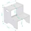 Wooden Toddler Step Stool for Kids, Two Step Stool with Non-Slip Pads & Handles, Potty Training Stool for Bathroom Sink, Toilet, Kitchen, Bedroom (White)