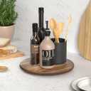 Lazy Susan for Table Top Bamboo Lazy Susan Turntable for Cabinet Kitchen Countertop Organizer for Condiment Bathroom Counter Organizer Decor Sink Tray Acacia Wood 10 Inch (Brown)